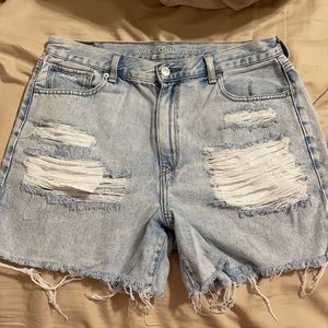 American Eagle Distressed High Waist Mom Jean shorts
